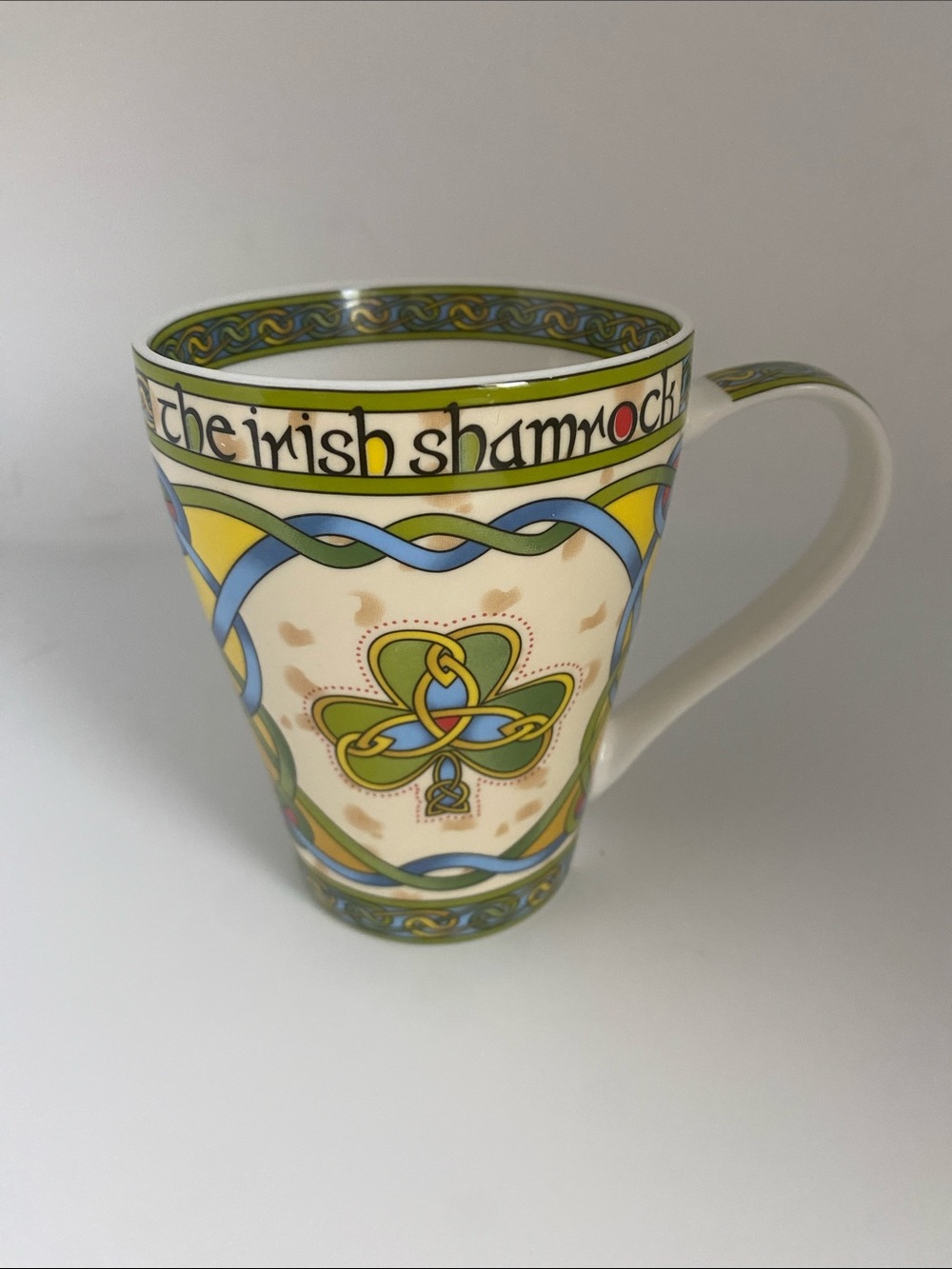 The Irish Shamrock Celtic Bone China Mug - Green Accent